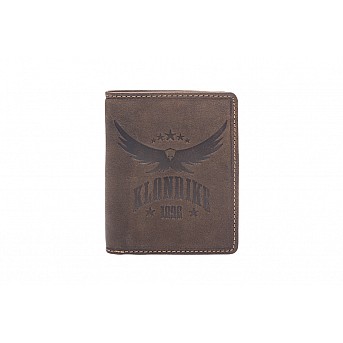 Бумажник KLONDIKE «Don», натуральная кожа в темно-коричневом цвете, 9,5 х 12 см
