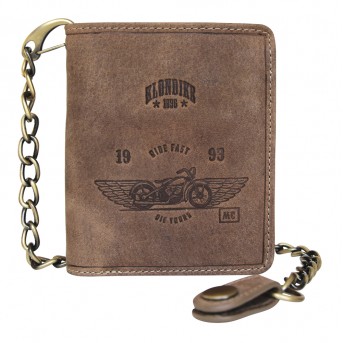 Бумажник KLONDIKE «Wayne Bike», натуральная кожа в светло-коричневом цвете, 10,5 х 12,5 х 2,5 см