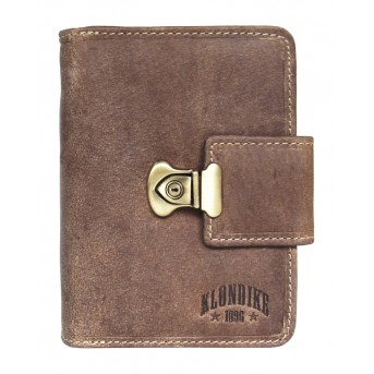 Бумажник женский KLONDIKE «Kitty», натуральная кожа в светло-коричневом цвете, 9 х 12,5 х 3 см