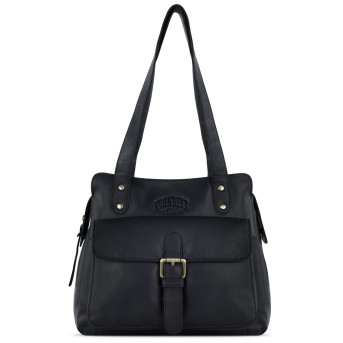 Сумка через плечо KLONDIKE RUSH «Zoe», натуральная кожа в черном цвете, 28 х 24 х 18 см