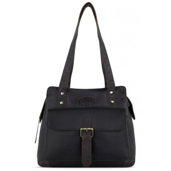 Сумка через плечо KLONDIKE RUSH «Zoe», натуральная кожа в темно-коричневом цвете, 28 х 24 х 18 см