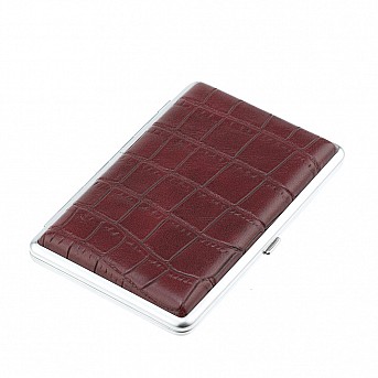 Портсигар S.Quire, нержавеющая сталь, искуственная кожа, бордовый, 7,4х11,5х1,8 см