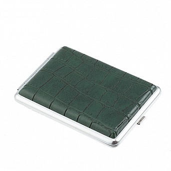 Портсигар S.Quire, нержавеющая сталь, искуственная кожа, тёмно-зелёный, 7,4х9,5х1,8 см