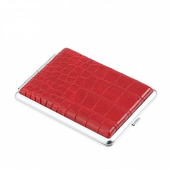 Портсигар S.Quire, нержавеющая сталь, искуственная кожа, красный, 7,4х9,5х1,8 см