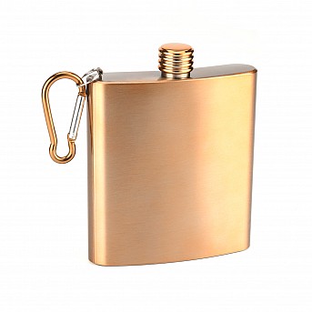 Фляга S.Quire 0,18 л, сталь, с карабином, коричневая