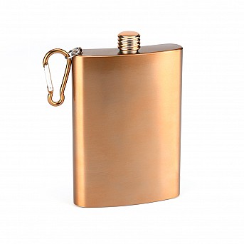 Фляга S.Quire 0,24 л, сталь, с карабином, коричневая