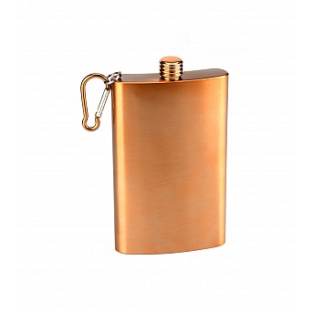 Фляга S.Quire 0,27 л, сталь, с карабином, коричневая