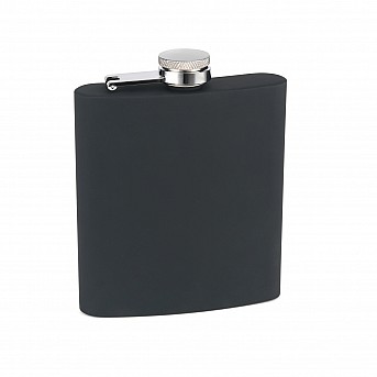 Фляга S.Quire 0,18 л, сталь+прорезиненное покрытие, черная