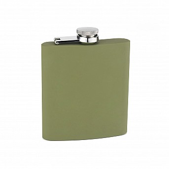 Фляга S.Quire 0,18 л, сталь+прорезиненное покрытие, зеленая