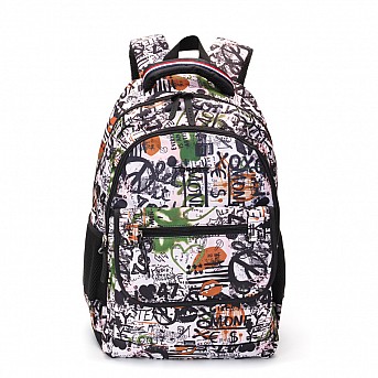 Рюкзак TORBER CLASS X, черно-белый с рисунком, полиэстер, 45 x 30 x 18 см