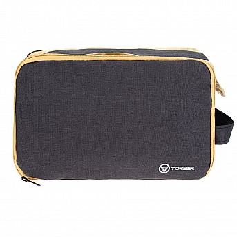 Несессер TORBER, дорожный, чёрный/бежевый, полиэстер 300D, 27 х 17 х 14 см