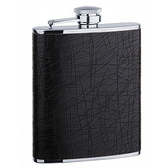 Фляга S.Quire 0,27 л, сталь+искусственная кожа, черная