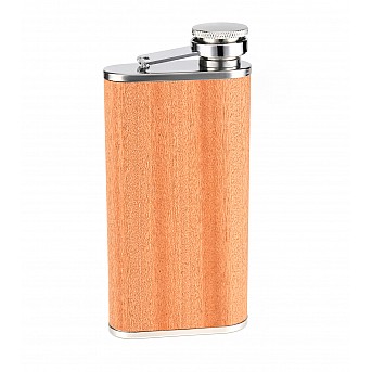 Фляга S.Quire 0,27 л, сталь+вставка под дерево, коричневая