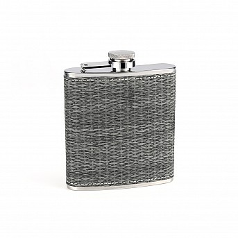 Фляга S.Quire 0,18 л, сталь+искусственная кожа, коричневая