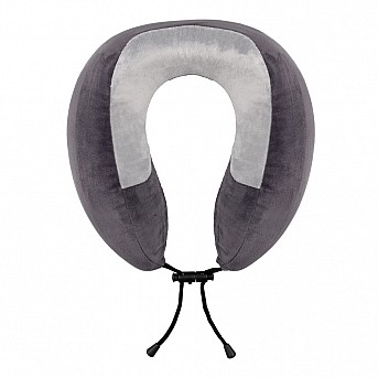 Подушка TORBER, дорожная, с эффектом памяти, тёмно-серая, полиэстер+спандекс, 26 х 27 х 10 см