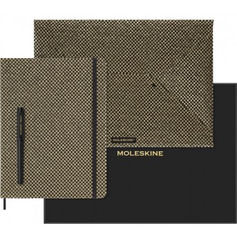Набор Moleskine Le Shine (ежедневник XL недатированный + перьевая ручка + папка конверт), золотистый